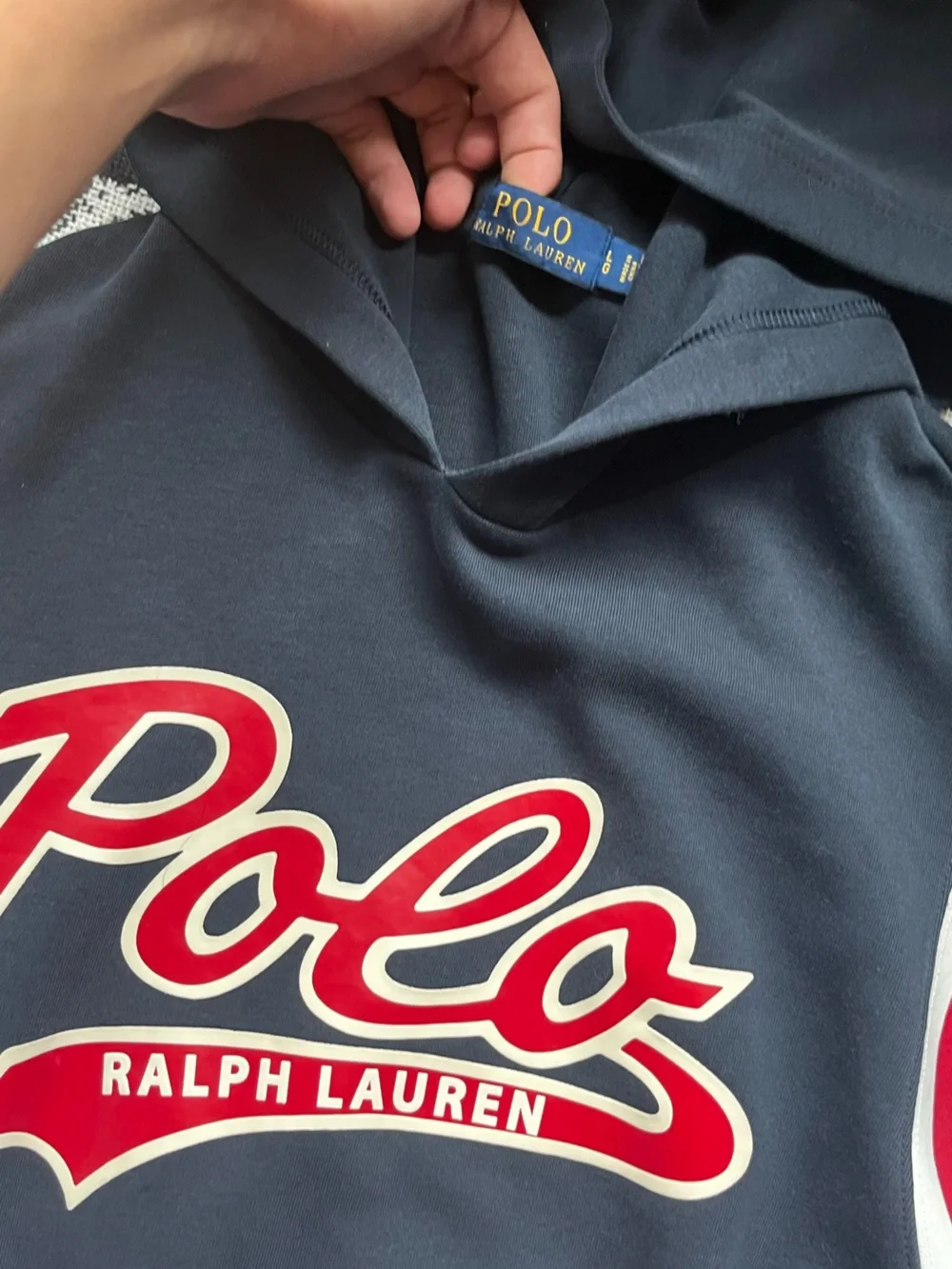 Polo by Ralph Lauren Navy Crewneck with Red & White Script Logo